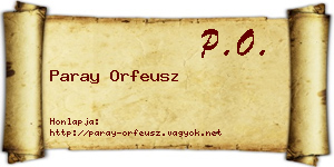 Paray Orfeusz névjegykártya